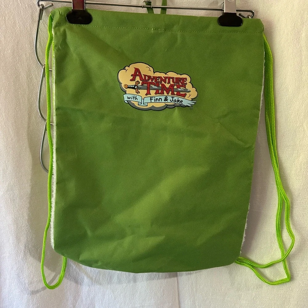 Finn Adventure Time Cartoon Network Fuzzy Drawstring Bag Backpack Halloween